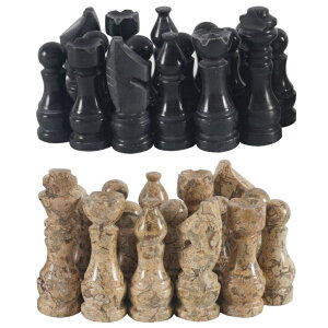 �`�F�X�Z�b�g RADICALn Marble Big Board Games Complete Black and Coral Chess Figures - Suitable for 16 - 20 Inches Chess Board - Antique 32 Chess Figures Set - Completely Marble Handmade Non-Wooden Chess Pieces �y���s�A���i�z
