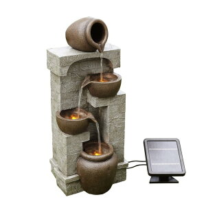 K[f  CeA u^  ̃IuWF EH[^[tH[t@Ee Teamson Home Solar Powered Outdoor Garden 4-Tier Bowl Waterfall Water Floor Fountain with LEDs, Gray ysAiz