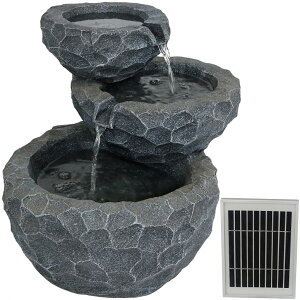 K[f  CeA u^  ̃IuWF EH[^[tH[t@Ee Sunnydaze 3-Tier Chiseled Basin Solar Water Fountain with Battery Backup - Outdoor Patio and Garden Water Feature with Rechargeable 