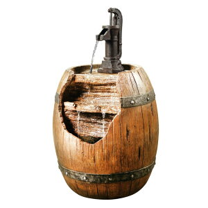 K[f  CeA u^  ̃IuWF EH[^[tH[t@Ee Teamson Home Vintage Barrel Waterfall Fountain with Pump for Outdoor Patio Garden Backyard Decking, 33 Inch Height, Wood ys