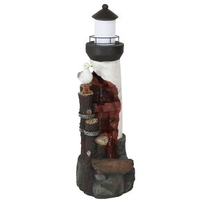 K[f  CeA u^  ̃IuWF EH[^[tH[t@Ee Sunnydaze Gull's Cove Outdoor Lighthouse Water Fountain with LED Light - Small Polyresin Decorative Backyard Water Feature- Ideal fo