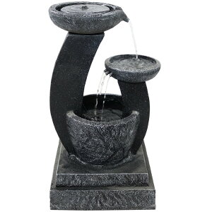 K[f  CeA u^  ̃IuWF EH[^[tH[t@Ee Sunnydaze Solar Water Fountain with Battery Backup - Modern Cascading Bowls - LED Lights - Modern Patio, Garden or Porch Decor - Out