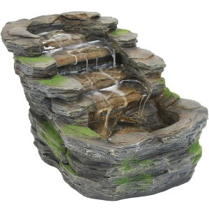 K[f  CeA u^  ̃IuWF EH[^[tH[t@Ee Sunnydaze Shale Falls Outdoor Fountain with LED Lights - Rustic Exterior Standing Water Feature - Corded Electric - Ideal for Patio,