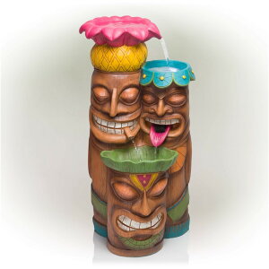 K[f  CeA u^  ̃IuWF EH[^[tH[t@Ee Alpine Corporation 35" Tall Outdoor 3-Tier Tiki Head Waterfall Fountain Yard Art Decor, Multicolor ysAiz