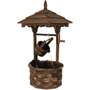 K[f  CeA u^  ̃IuWF EH[^[tH[t@Ee Sunnydaze Old-Fashioned Wooden Wishing Well Water Fountain - Outdoor Garden Fountain Waterfall Feature - 48 Inch Tall ysA