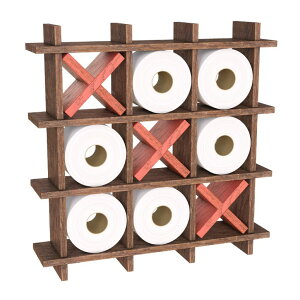 gCbg[z_[ }ocQ[ × y[p[z_[ gCbgy[p[ gC[ gCbN X^CbV z_[XgbJ[ Rustic Tic-Tac-Toe Toilet Paper Holder for Bathroom -