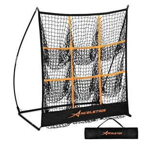 sb`O ^[Qbg x[X{[ lbg 9 ^[Qbgt Pitching Target Baseball Net with 9 Targets Baseball Training Equipment for Youth and Adults | Baseball and Softball | Flexible Design for Portability [Carry Bag Included] 
