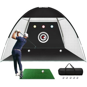 3m×2.13m Stlbg Kplbg XCOK StKpi p Op gݗĎ ݒuȒP L[obOt Golf Practice Net, 10x7ft Golf Hitting Training Aids Nets with Target and C