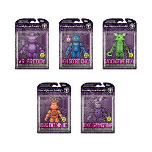 FNAF 5iCc Funko Action Figures - FNAF Glow Five Nights at Freddys Set of 5 - VP Freddy, High Score Chica, Radioactive Foxy, System Error Bonnie and Toxic Springtrap ysAiz