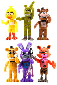 FNAF 5�i�C�c Toysvill FNAF Action Figures (Set of 6 pcs) | Inspired by Five Nights at Freddy�fs Toys Figurines Set, Cake Toppers, Party Set, Collectible Toys for Kids, Height About 4 inches �y���s�A���i�z