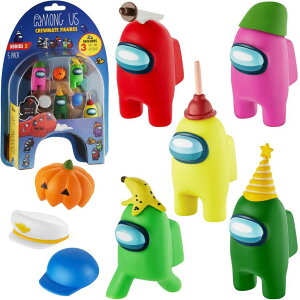 �A�����O�A�X �������� P.M.I. Among Us Crewmate Figures | 5 Among Us Toys Out of 16 Collectibles in 1 Pack | Among Us Merch Incl. The Peeled and The Clogged | 1 Hidden Impostor | Mini Toys with 3 Add�fl Hats | Kids�f Toys �y���s�A���i�z