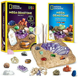 �i�V���i���W�I�O���t�B�b�N �W�F���X�g�[�� �������� NATIONAL GEOGRAPHIC Mega Gemstone Dig Kit ? Dig Up 15 Real Gemstones and Crystals, STEM Activities for Kids, Gem Mining Kit, Great Educational Science Gift for Girls and Boys (AM 