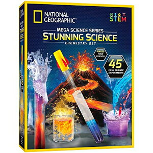 ナショナルジオグラフィック サイエンスキット NATIONAL GEOGRAPHIC Stunning Chemistry Set - Mega Science Kit with Over 15 Easy Experiments, Make a Volcano, Launch a Rocket, Create Fizzy Reactions, & More, STEM Toy (Amazon Exclusive) 【