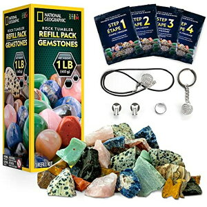 �i�V���i���W�I�O���t�B�b�N ���b�N�^���u���[ NATIONAL GEOGRAPHIC Rock Tumbler Refill Kit - Gemstone Mix of 9 varieties including Tiger's Eye, Amethyst and Quartz - Comes with 4 grades of Grit, Jewelry Fastenings and detailed Learni �y