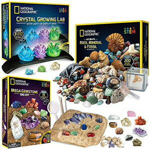 iViWIOtBbN nwoh NATIONAL GEOGRAPHIC Geology Bundle - 3 Rock, Fossil and Crystal Kits, Grow Crystals, Start a Rock, Mineral, & Fossil Collection, & Dig Up 15 Real Gemstones, Great STEM Science Kit for Boys y