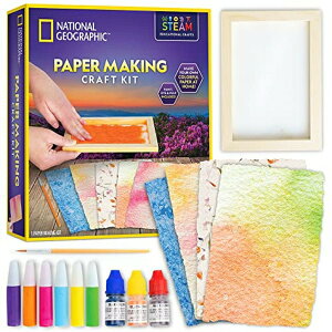 �i�V���i���W�I�O���t�B�b�N �L�b�Y�y�[�p�[���C�L���O�L�b�g NATIONAL GEOGRAPHIC Kids Paper Making Kit - Make & Decorate 10 Sheets of Craft Paper, Includes Wooden Silk Screen Mold, Paints & More, Fun Art Kit for Scrapbooking & Othe