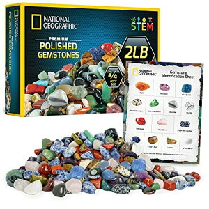 iViWIOtBbN v~A|bVXg[ NATIONAL GEOGRAPHIC Premium Polished Stones - 2 Pounds of 3/4-Inch Tumbled Stones and Crystals Bulk, Arts and Crafts, Rock and Mineral Kit, Rocks for Kids, STEM Toys y