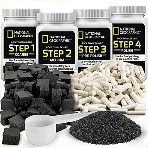 iViWIOtBbN bN ^u[ fBA NATIONAL GEOGRAPHIC Rock Tumbler Media ? The Ultimate Rock Polishing Supplies Kit, 4 Stage Bulk Rock Tumbler Grit, 1.5 Pounds of Ceramic Pellets, GemFoam Polishing Tumbling Me 