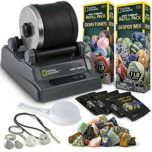�i�V���i���W�I�O���t�B�b�N �z�r�[���b�N�^���u���[�L�b�g NATIONAL GEOGRAPHIC Hobby Tumbler - Rock Polisher for Kids & Adults, Noise-Reduced Barrel, Grit, 2.5 Pounds Raw Gemstone & Jasper Mix, Great STEM Hobby Kit �y���s�A��