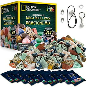 �i�V���i���W�I�O���t�B�b�N ���b�N �^���u���[ ���K ���t�B�� �L�b�g NATIONAL GEOGRAPHIC Rock Tumbler Mega Refill Kit - 3lbs Gemstones of 9 Varieties Including Tiger's Eye, Amethyst & Quartz - 4 Grades of Grit, Jewelry Fastenings