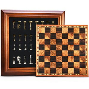 �`�F�X�Z�b�g AMEROUS 14 inches Wooden Chess Set with Metal Chess Pieces / 2.5'' King / Storage for Chessmen / Gift Package / Instructions / Classic Board Game �y���s�A���i�z