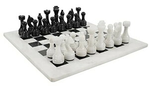`FXZbg RADICALn 15 Inches Handmade White and Black Weighted Full Chess Game Set - Staunton and Ambassador Style Marble Tournament Chess Sets for Adults ysAiz