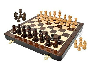 `FXZbg House of Chess - 12 Inches Wooden Magnetic Folding Travel Chess Set / Board - 2 Extra Knights, 2 Extra Pawns, 2 Extra Queens & Algebraic Notation - Handmade - Premium Quality ysAiz