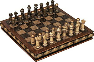 `FXZbg Deco 79 Polystone Chess Game Set, 10" x 10" x 3", Brown ysAiz