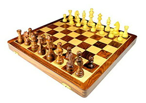 `FXZbg StonKraft 18" x 18 Collectible Wooden Folding Chess Game Board Set+Wooden Crafted Pieces with Extra Queen ysAiz