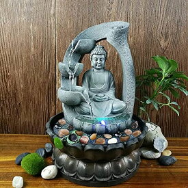 卓上 噴水 滝のオブジェ テーブルトップファウンテン インテリア噴水 SURPRIZON 11.8" Buddha Tabletop Fountain with LED Light, Indoor Relaxation Meditation Zen Decoration with Natural River Rocks, Water Fountain Decoration for Home, Off 【並行輸入品】