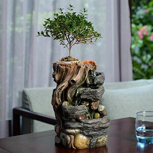   ̃IuWF e[ugbvt@Ee CeA GOSSI Indoor Fountain Decorative 5-Tier Rockery Tabletop Fountains with a Small Plastic Pot to Grow The Plant by Yourself(Auto Watering)(22021) ysA
