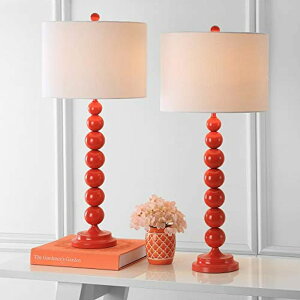�T�t�@���B�� safavieh �e�[�u�������v �T�t�@�r�� �T�t�@���B�A SAFAVIEH Lighting Collection Jenna Modern Contemporary Orange Stacked Ball 32-inch Bedroom Living Room Home Office Desk Nightstand Table Lamp Set of 2 (LED Bulbs Included 