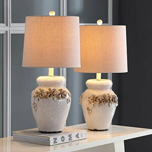 �T�t�@���B�� safavieh �e�[�u�������v �T�t�@�r�� �T�t�@���B�A SAFAVIEH Lighting Collection Marquesa Cream Vase 24-inch Bedroom Living Room Home Office Desk Nightstand Table Lamp Set of 2 (LED Bulbs Included) �y���s�A���i�z