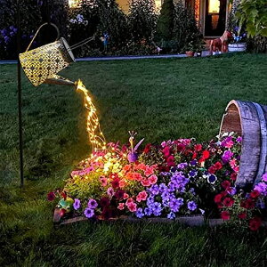 ���傤�� �K�[�f�����C�gLED�\�[���[���C�g �\�[���[�p���[ VOOKRY Solar Watering Can with Lights,Large Hanging Solar Waterfall Lights Waterproof Outdoor Garden Decor for Yard Porch Lawn Backyard Landscape Pathway Patio Outside Garden 