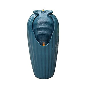 K[f  CeA u^  ̃IuWF EH[^[tH[t@Ee Teamson Home Outdoor Glazed Vase Floor Water Jar Fountain with LED Lights for Garden Patio and Deck, Blue, 14.96 x 14.57 x 31.89 y