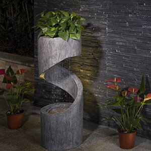 K[f  CeA u^  ̃IuWF EH[^[tH[t@Ee Glitzhome Patio Fountain Waterfall Decorative Tiered Outdoor Water Fountain with LED Light Curved Waterfall Fountain with Stone Plan
