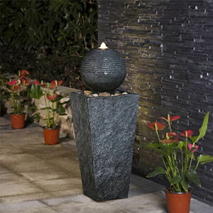 K[f  CeA u^  ̃IuWF EH[^[tH[t@Ee Glitzhome Outdoor Water Fountain with LED Light Decorative Patio Fountain Waterfall Pedestal Water Fountain with Submersible Pump Vi