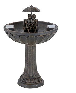 K[f  CeA u^  ̃IuWF EH[^[tH[t@Ee Smart Solar 20326R01 Umbrella Series Solar Fountain, Boy and Girl Reading on a Bench, Aged Bronze Finish, Utilizes Smart Solar Dual 
