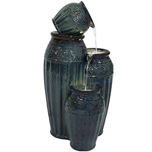K[f  CeA u^  ̃IuWF EH[^[tH[t@Ee Sunnydaze Tour de Vase Ceramic 27-Inch Outdoor Water Fountain - LED Lights - Electric Submersible Pump with Adjustable Flow y