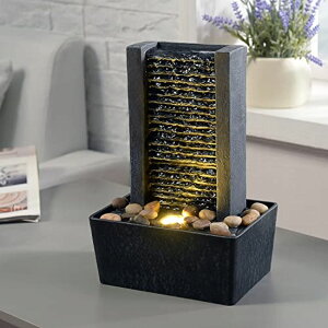   ̃IuWF e[ugbvt@Ee CeA Haobos 10.4" Decorative Indoor Fountain Meditation Gurgling Water Fountain Home/Office Decor with Led Light/Cobbles(180041A) ysAiz