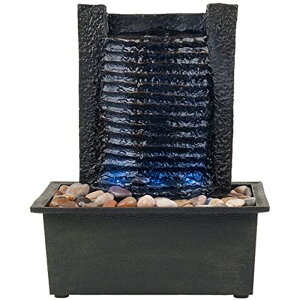 ��� ���� ��̃I�u�W�F �e�[�u���g�b�v�t�@�E���e�� �C���e���A���� Indoor Water Fountain With LED Lights- Lighted Waterfall Tabletop Fountain With Stone Wall and Soothing Sound for Office and Home D?cor By Pure Garden Black �y