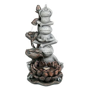   ̃IuWF e[ugbvt@Ee CeA Jeco 31" Yoga Frogs Fountain with Led Light, Gery and Brown (FCL194) ysAiz
