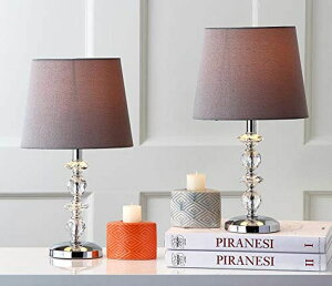 �T�t�@���B�� safavieh �e�[�u�������v �T�t�@�r�� �T�t�@���B�A SAFAVIEH Lighting Collection Derry Modern Glam Crystal Stacked Orb/ Light Grey Shade 15-inch Bedroom Living Room Home Office Desk Nightstand Table Lamp Set of 2 (LED Bulb 