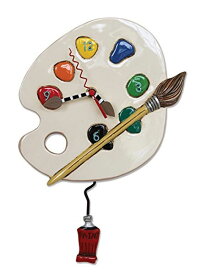 アレン デザイン 振り子時計 アートタイム Allen Designs "Art Time" Whimsical Artist Palette Pendulum Wall Clock ,13x8.5 inches ,White, Red 【並行輸入品】