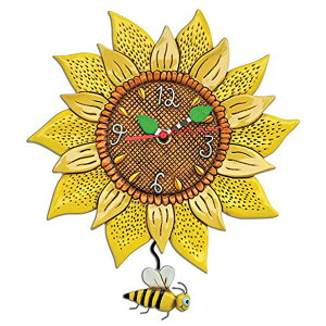 �A���� �f�U�C�� �U��q���v �݂΂��q�}���� Allen Designs Bee Sunny Sunflower Wall Clock with Bee Pendulum �y���s�A���i�z