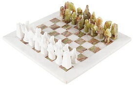 チェスセット 大理石 RADICALn Chess Set 15 inches White & Green Antique Handmade Marble Chess Set - Two Players Staunton Table Chess Board Game Set for Adults 【並行輸入品】