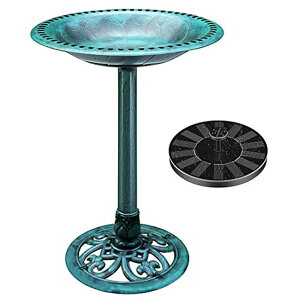 K[f  CeA u^  ̃IuWF EH[^[tH[t@Ee VIVOHOME Polyresin Antique Outdoor Green Garden Bird Bath and Solar Powered Round Pond Fountain Combo Set ysAiz