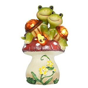 �K�[�f�����C�gLED�\�[���[���C�g �\�[���[�p���[ Ovewios Garden Statues Turtles Outdoor Decor, Resin Turtles Figurines Lights Sculptures with Solar Light, Lovely Turtle with Mushroom for Garden Patio Yard �y���s�A���i�z