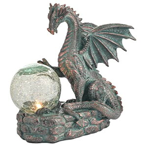 �K�[�f�����C�gLED�\�[���[���C�g �\�[���[�p���[ TERESA'S COLLECTIONS Garden Sculptures & Statues, Solar Dragon Outdoor Statues Figurines, Resin Bronze Gothic Decor Lawn Ornaments for Patio Table Deck Balcony Yard Decorations, 8.9 In �y