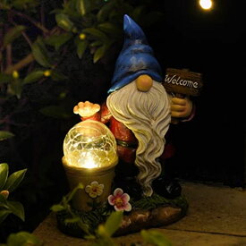 ガーデンライトLEDソーラーライト ソーラーパワー DiliComing Garden Gnomes Outdoor Statues - Gnome Decorations for Yard, Resin Gnome Figurine with Solar Light, Yard Gnome Ornament, Outdoor Lawn Decor for Backyard, Patio, and Garden 【並行輸入品】